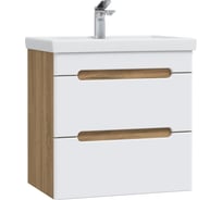 Тумба с раковиной RUVANN AQVI 60 + Фостер 60 в ванную подвесная Дуб вотан, белый Т.AQVI-WV.П-60ПР-KIT-FOS