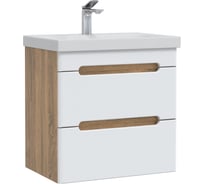 Тумба подвесная с раковиной RUVANN AQVI 50 + Moduo 50, цвет Дуб вотан/белый Т.AQVI-WV.П-50ПР-KIT-MOD