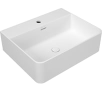 Накладная раковина OWL 1975 белая, прямоугольная, с полочкой под смеситель, 520х420х155 OWLB191002