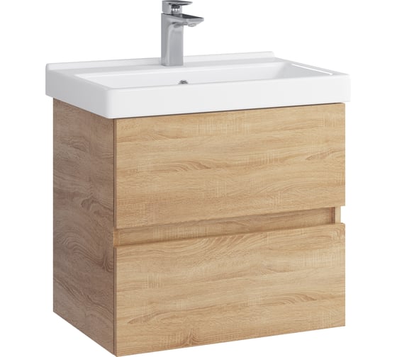 Тумба с раковиной RUVANN GUSTO 60 + Фест 60 в ванную подвесная Т.GUSTO.П-60П-KIT-FES