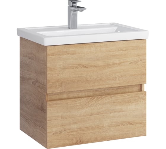 Тумба с раковиной RUVANN GUSTO 60 + Фостер 60 в ванную подвесная Т.GUSTO.П-60П-KIT-FOS