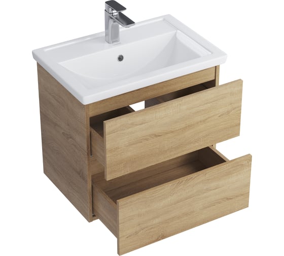 Тумба с раковиной RUVANN GUSTO 60 + Фостер 60 в ванную подвесная Т.GUSTO.П-60П-KIT-FOS
