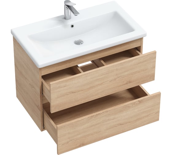 Тумба с раковиной RUVANN GUSTO 70 + Como 70 в ванную подвесная Т.GUSTO.П-70П-KIT-COM