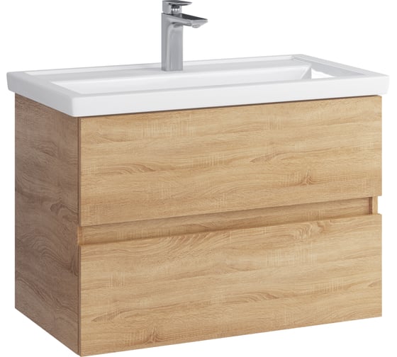 Тумба с раковиной RUVANN GUSTO 80 + Фостер 80 в ванную подвесная Т.GUSTO.П-80П-KIT-FOS