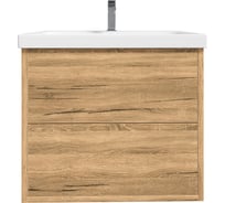 Тумба с раковиной RUVANN RINNI 50 + Moduo 50 в ванную подвесная Дуб вотан Т.RINNI.ДВ-50П-KIT-MOD