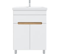Тумба с раковиной RUVANN NIKA 50 + Moduo 50 в ванную напольная Белая, дуб вотан T.NIKA-BV.П-50Н-KIT-MOD