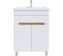 Тумба с раковиной RUVANN NIKA 70 + Фостер 70 в ванную напольная Белая, дуб вотан T.NIKA-BV.П-70Н-KIT-FOS