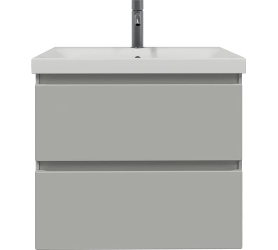 Тумба с раковиной RUVANN STELLO 50 + Moduo 50 в ванную подвесная, грей Т.STELLO-GR.П-50П-KIT-MOD