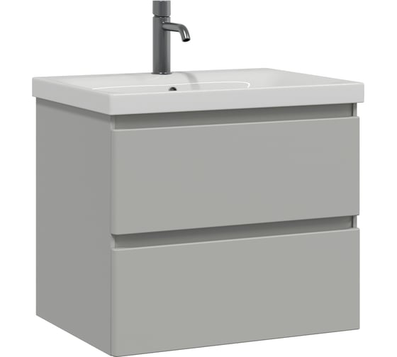 Тумба с раковиной RUVANN STELLO 60 + Moduo 60 в ванную подвесная, грей Т.STELLO-GR.П-60П-KIT-MOD