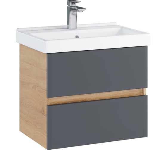 Тумба с раковиной RUVANN GLORY 60 + Фест 60 в ванную подвесная Т.GLORY.П-60П-KIT-FES