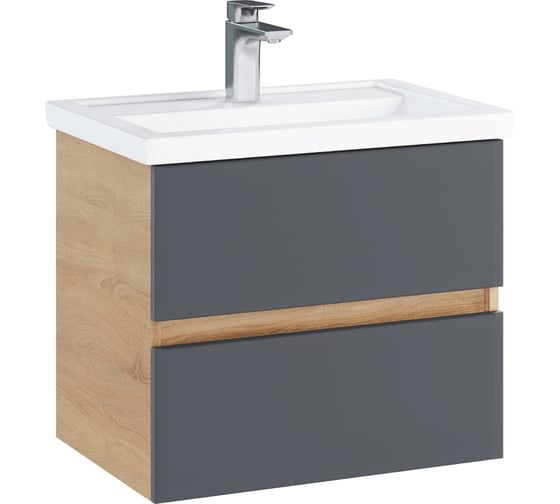 Тумба с раковиной RUVANN GLORY 60 + Фостер 60 в ванную подвесная Т.GLORY.П-60П-KIT-FOS