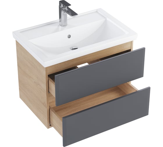Тумба с раковиной RUVANN GLORY 70 + Фостер 70 в ванную подвесная Т.GLORY.П-70П-KIT-FOS