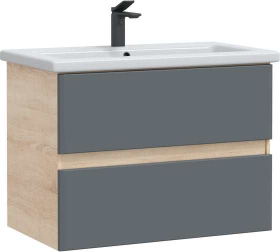 Тумба с раковиной RUVANN GLORY 70 + Como 70 в ванную подвесная Т.GLORY.П-70П-KIT-COM