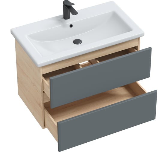 Тумба с раковиной RUVANN GLORY 70 + Como 70 в ванную подвесная Т.GLORY.П-70П-KIT-COM
