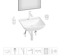 Набор Wellsee 7 в 1 Cute Twin S накладная раковина 43x43 см 20218970R