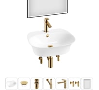 Набор Wellsee 7 в 1 Excellence Pro накладная/подвесная раковина 55x46 см 20219036R