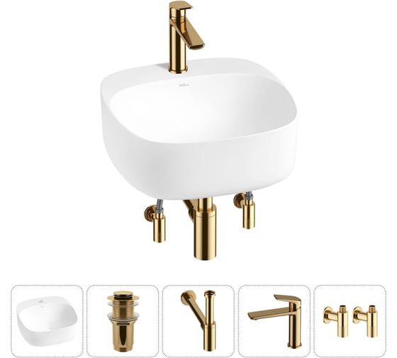 Набор Wellsee 5 в 1 Ideal накладная раковина 42x42 см 20214125R 1