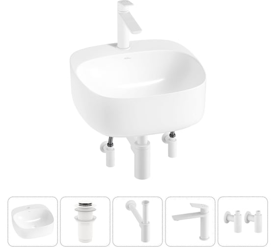 Набор Wellsee 5 в 1 Ideal накладная раковина 42x42 см 20214094R 1