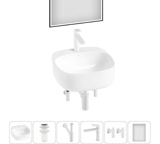 Набор Wellsee 6 в 1 Ideal накладная раковина 42x42 см 20218678R 1
