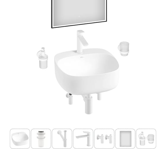 Набор Wellsee 7 в 1 Ideal накладная раковина 42x42 см 20218690R 1