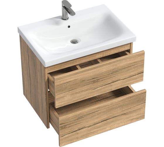 Тумба с раковиной RUVANN DREVA 50 + Moduo 50 в ванную подвесная Т.DREVA.Д-50П-KIT-MOD