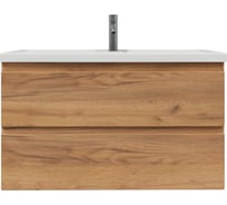 Тумба с раковиной RUVANN STELLO 100 + Фостер 100 в ванную подвесная голд крафт Т.STELLO-GK.П-100П-KIT-FOS