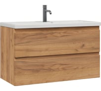 Тумба с раковиной RUVANN STELLO 100 + Фостер 100 в ванную подвесная голд крафт Т.STELLO-GK.П-100П-KIT-FOS