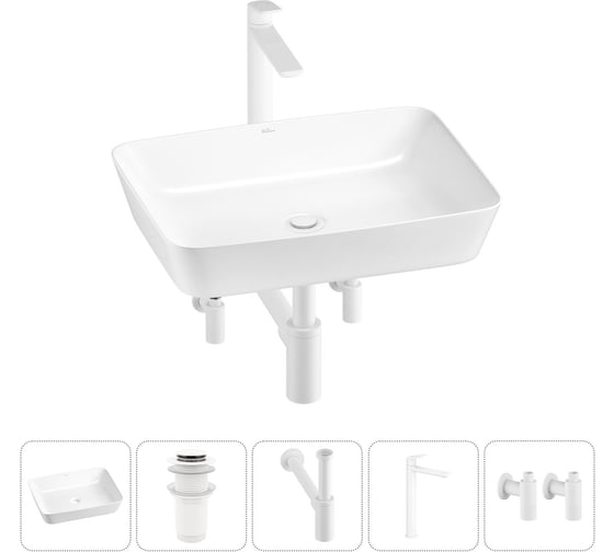 Набор Wellsee 5 в 1 Cromulent накладная раковина 56x40 см 20213577R 1