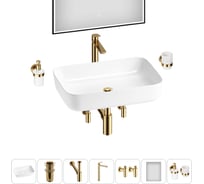 Акционный набор Wellsee 7 в 1 Preen накладная раковина 50x40 см 20218297R