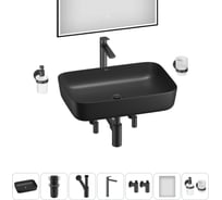 Акционный набор Wellsee 7 в 1 Preen накладная раковина 60x42 см 20218317R