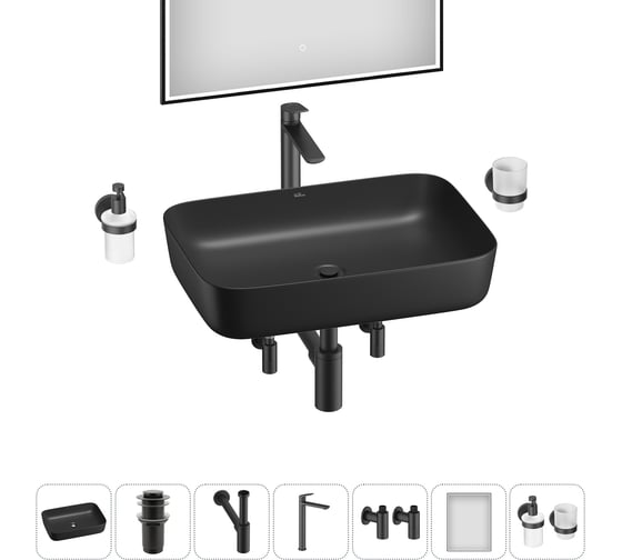 Акционный набор Wellsee 7 в 1 Preen накладная раковина 60x42 см 20218317R