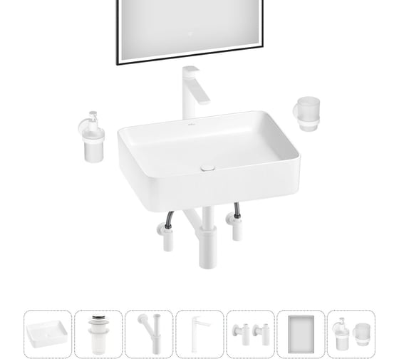Набор Wellsee 7 в 1 Mint накладная раковина 50x38 см 20218900R
