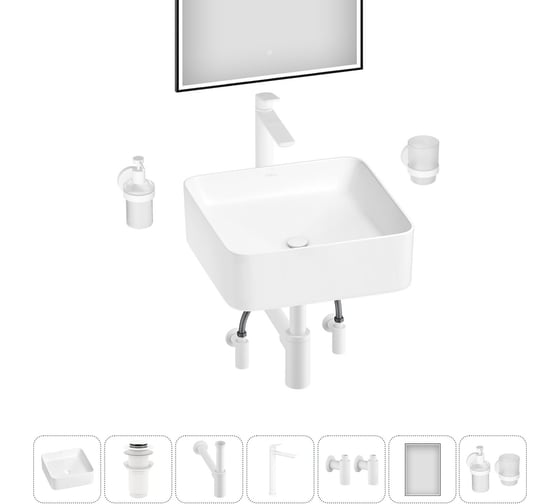 Набор Wellsee 7 в 1 Mint накладная раковина 38x38 см 20218886R 1