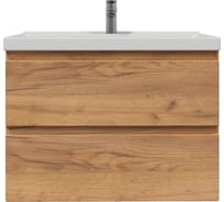 Тумба с раковиной RUVANN STELLO 80 + Фест 80 в ванную подвесная голд крафт Т.STELLO-GK.П-80П-KIT-FES