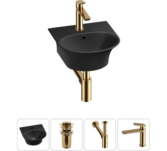 Комплект Wellsee 4 в 1 Lavinia Boho Bathroom Sink накладная/подвесная раковина 34x36 см 20216661R 1