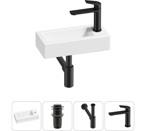 Комплект Wellsee 4 в 1 Lavinia Boho Bathroom Sink накладная/подвесная раковина 37x18 см 20215862R 1