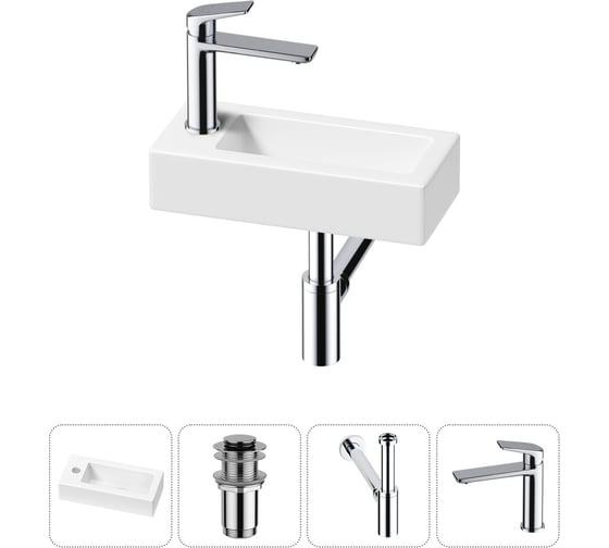 Комплект Wellsee 4 в 1 Lavinia Boho Bathroom Sink накладная/подвесная раковина 37x18 см 20215889R