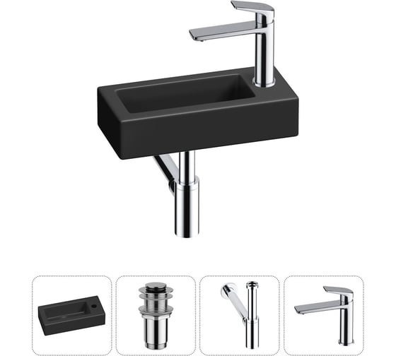 Комплект Wellsee 4 в 1 Lavinia Boho Bathroom Sink накладная/подвесная раковина 37x18 см 20215875R 1