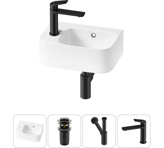 Комплект Wellsee 4 в 1 Lavinia Boho Bathroom Sink накладная/подвесная раковина 37x25 см 20216534R 1