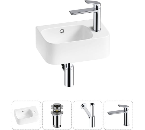 Комплект Wellsee 4 в 1 Lavinia Boho Bathroom Sink накладная/подвесная раковина 37x25 см 20216561R 1