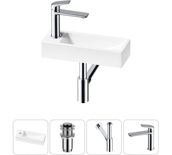 Комплект Wellsee 4 в 1 Lavinia Boho Bathroom Sink накладная/подвесная раковина 38x14 см 20215917R