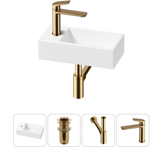 Комплект Wellsee 4 в 1 Lavinia Boho Bathroom Sink накладная/подвесная раковина 40x20 см 20216003R 1