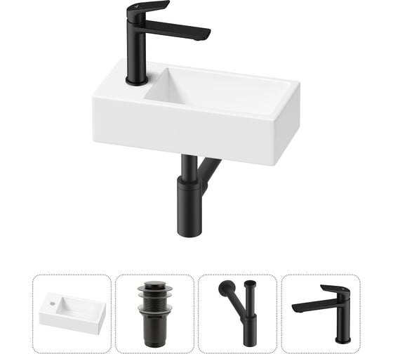 Комплект Wellsee 4 в 1 Lavinia Boho Bathroom Sink накладная/подвесная раковина 40x20 см 20216002R 1