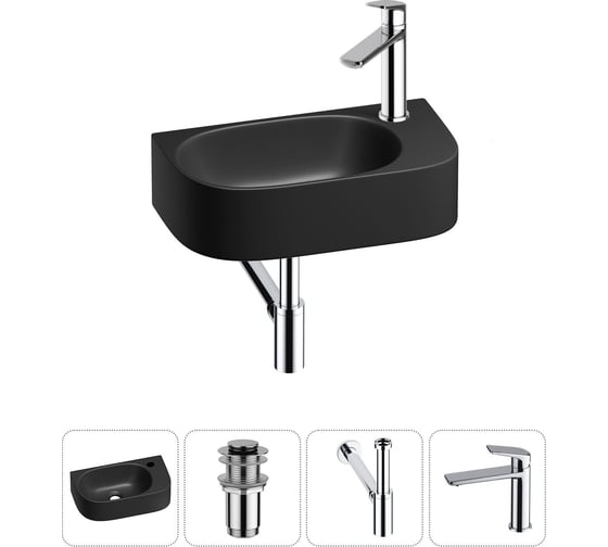 Комплект Wellsee 4 в 1 Lavinia Boho Bathroom Sink накладная/подвесная раковина 40x22 см 20216323R 1