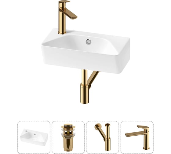Комплект Wellsee 4 в 1 Lavinia Boho Bathroom Sink накладная/подвесная раковина 40x22 см 20216451R 1