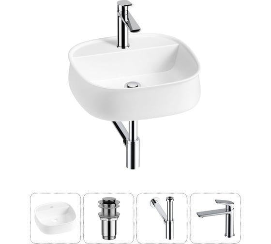 Комплект Wellsee 4 в 1 Lavinia Boho Bathroom Sink накладная раковина 42x42 см 20215484R 1