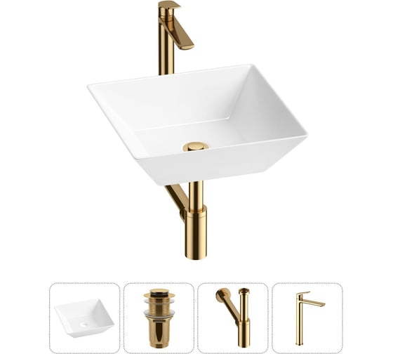 Комплект Wellsee 4 в 1 Lavinia Boho Bathroom Sink накладная раковина 42x42 см 20215169R 1
