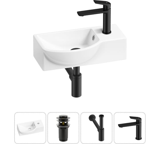 Комплект Wellsee 4 в 1 Lavinia Boho Bathroom Sink накладная/подвесная раковина 40x23 см 20216058R 1