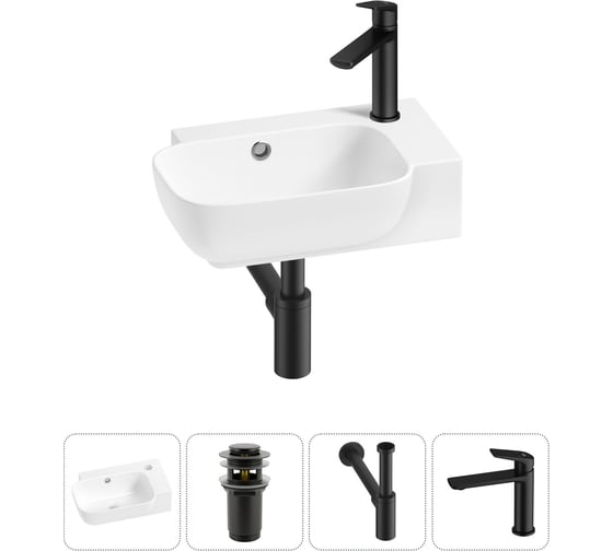 Комплект Wellsee 4 в 1 Lavinia Boho Bathroom Sink накладная/подвесная раковина 40x24 см 20216366R 1
