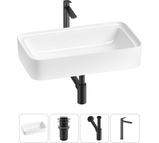 Комплект Wellsee 4 в 1 Lavinia Boho Bathroom Sink накладная раковина 75x40 см 20215341R 1